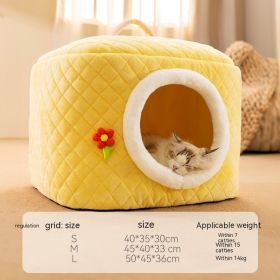 Kennel Four Seasons Universal Removable And Washable Winter Warm House (Option: Yellow-M)