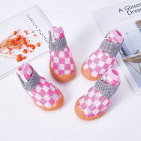 Pet Shoes Is Not Easy To Drop Poodle (Option: Pink Plaid-4)