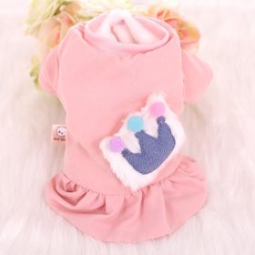 Pet Fleece-lined Thickened Double-layer Plush Two-leg Cotton-padded Coat (Option: Crown Pink-XL)